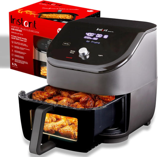 Vortex Plus 6QT ClearCook Air Fryer, Clear Windows, Custom Program Options, 6-in-1 Functions, Crisps, Broils, Roasts, Dehydrates, Bakes, Reheats, from the Makers of   Black