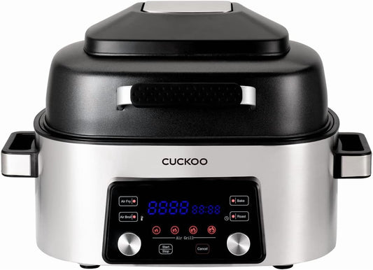 Wangxin CAFG-A0601S Countertop Air Grill | Air Grill, Air Fry, Roast, Bake & Broil, Easy to Clean, Dishwasher Safe Accessories, Recipe Book Included, Stainless Steel
