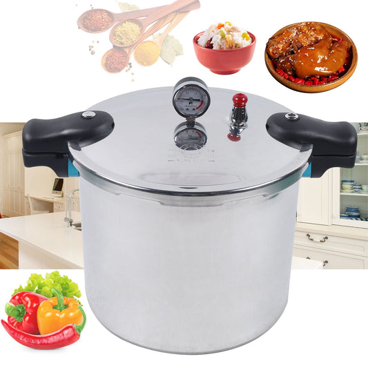 Wuzstar 23 Quart Aluminium Pressure Canner Cooker with Gauge Release Valve for Big Canning Jobs, Gas Stoves