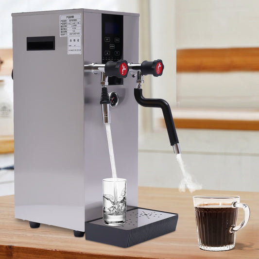 Wuzstar 4-in-1 Commercial Espresso Machine Electric Milk Foam Maker Steam Water Boiling Machine Stainless Steel 110V