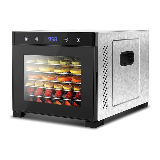Open Box NutriChef Electric 600 Watts Food Dehydrator with 6 Trays, Silver