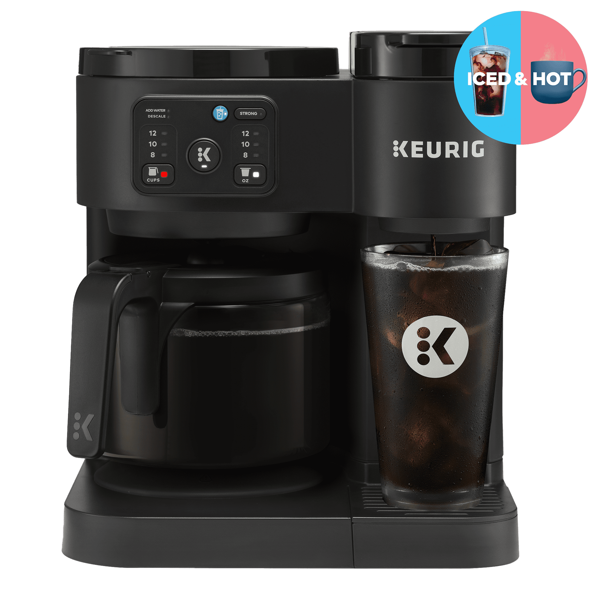 Open Box Keurig K-Duo Essentials, Hot & Iced Single-Serve K-Cup Pod Coffee Maker & Carafe, Black