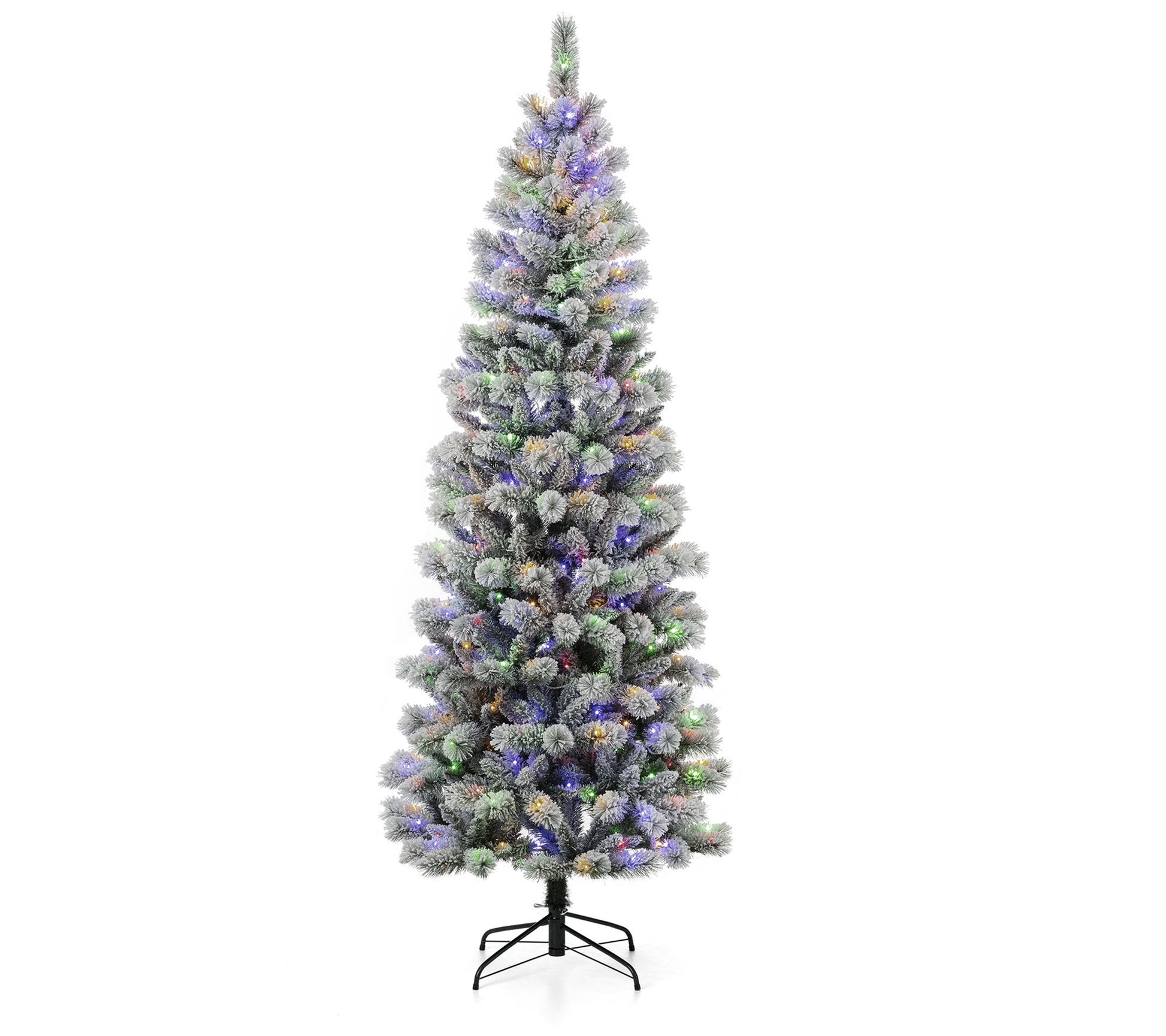 Glitzhome 7.5ft Pencil Pine Multi-Color LightedChristmas Tree