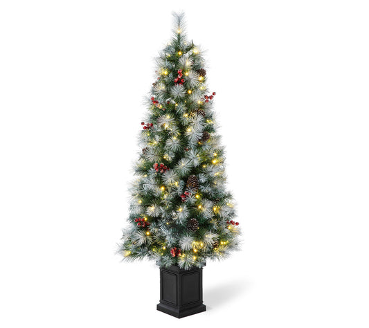 Glitzhome 5' Pre-Lit Pine Artificial Christmas Porch Tree