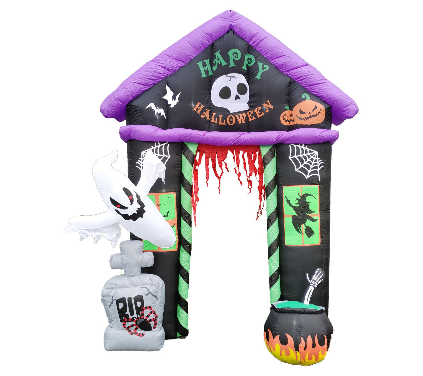 Haunted Hill Farm 9'H Inflatable Pre-Lit Arch with Ghost
