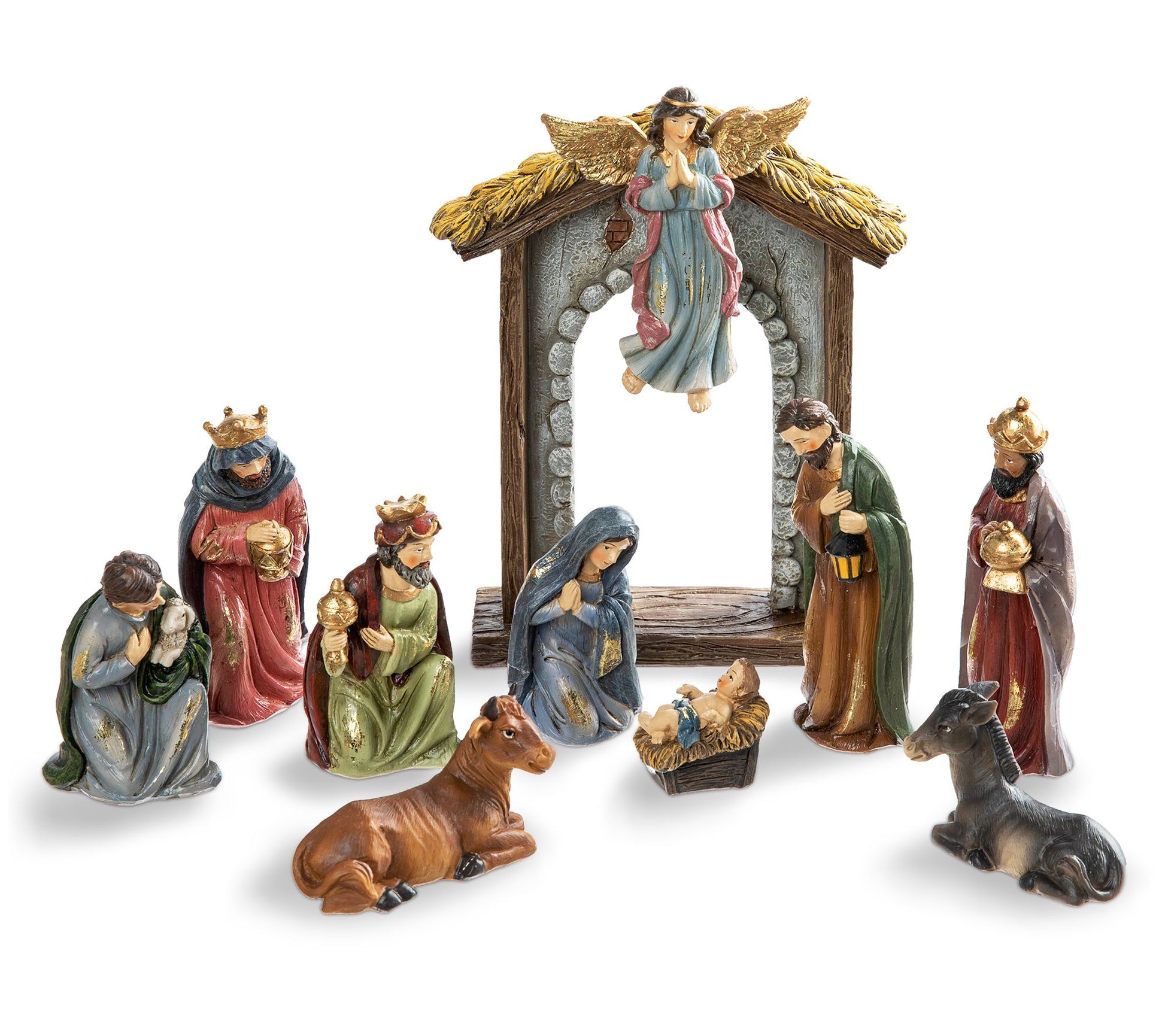 Glitzhome Oversized Deluxe Resin Nativity Figur ine Set S/11
