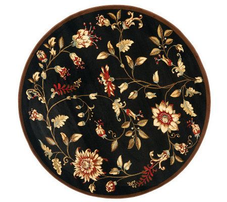 Lyndhurst Floral Swirl Power Loomed 5'3"Diam Round Rug