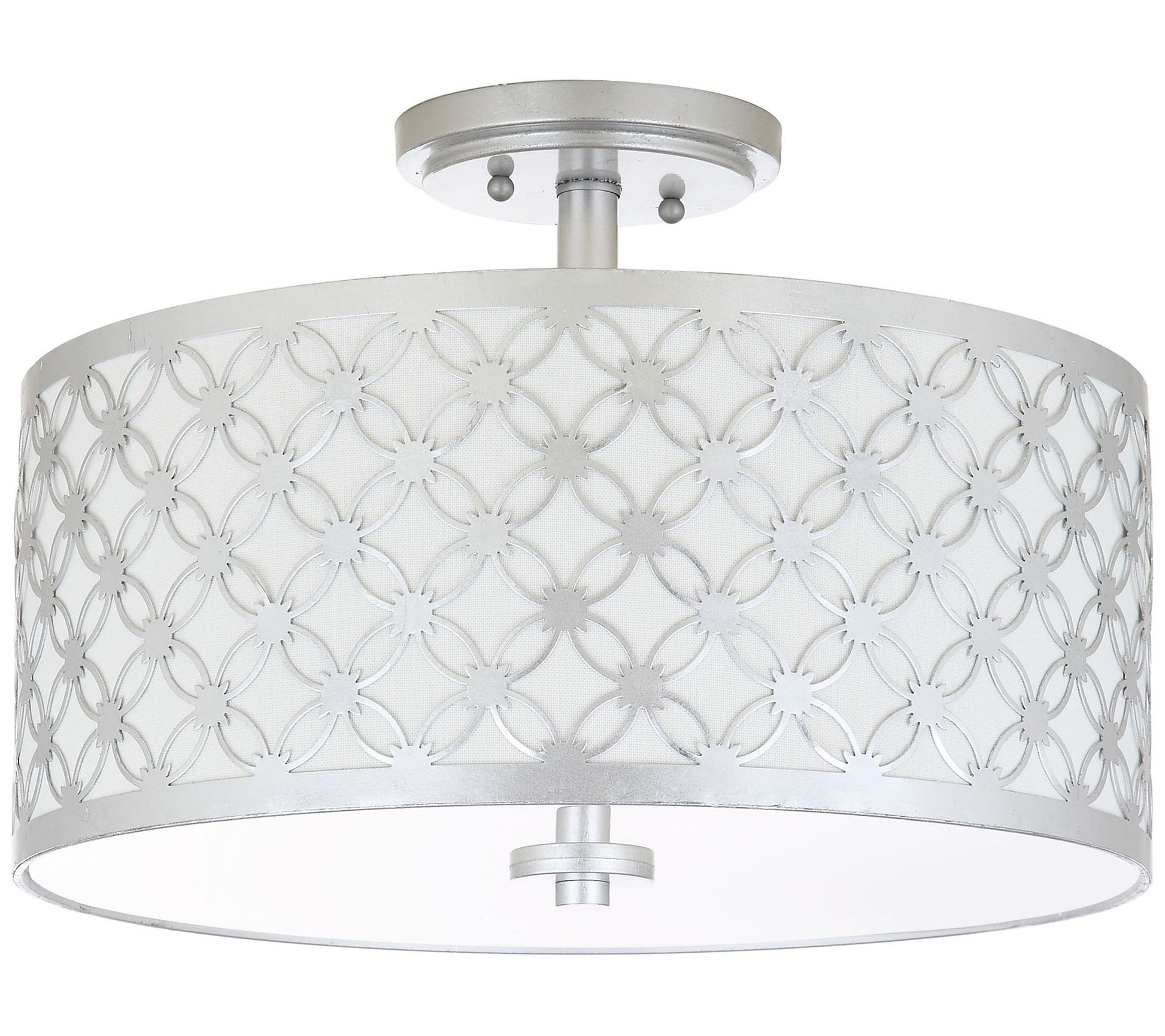 Hutch Three-Light 16" Dia Silver Flush Mount bySafavieh