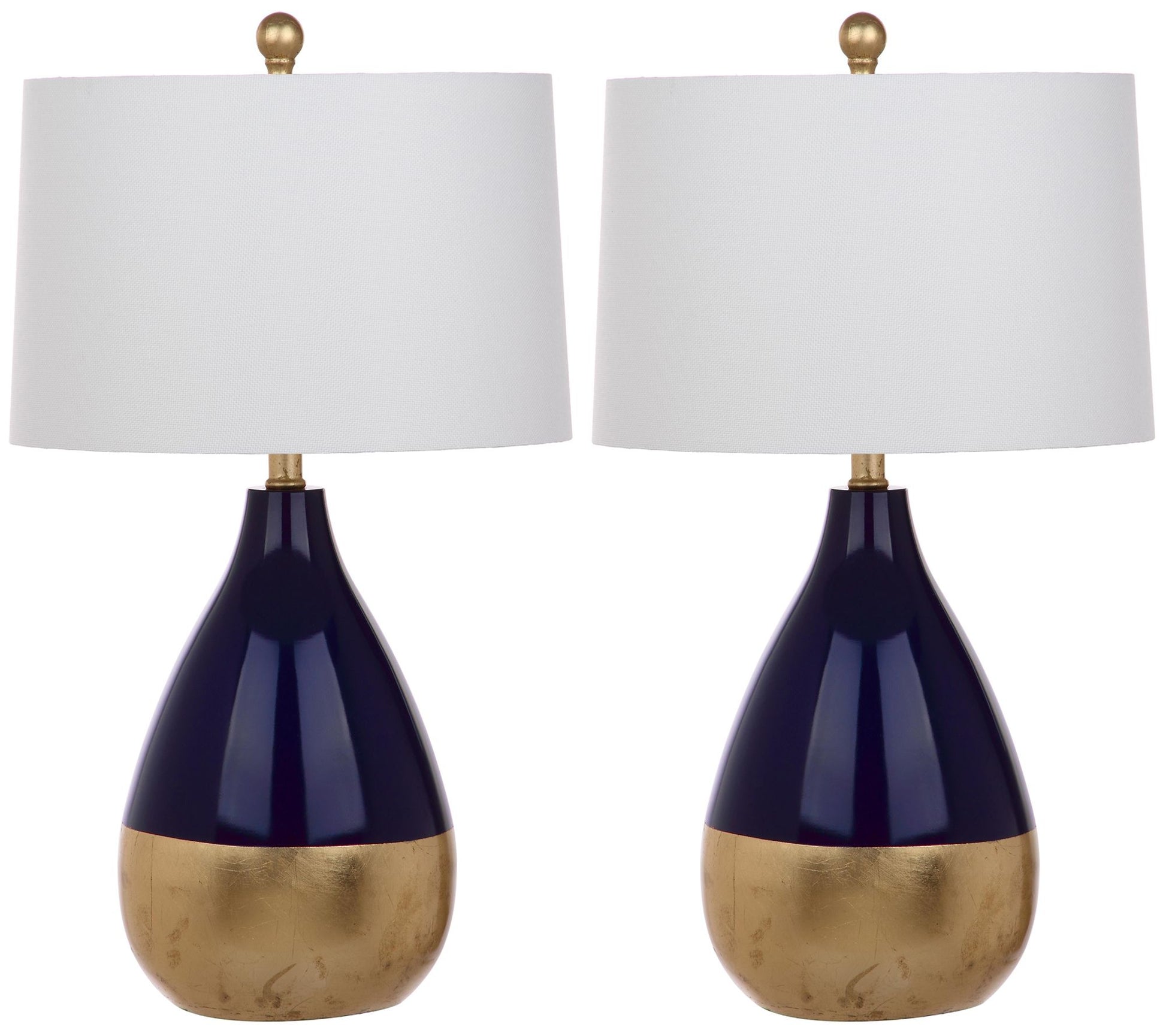 Safavieh Set of 2 Kingship 24" Navy And Goldtone Table Lamps