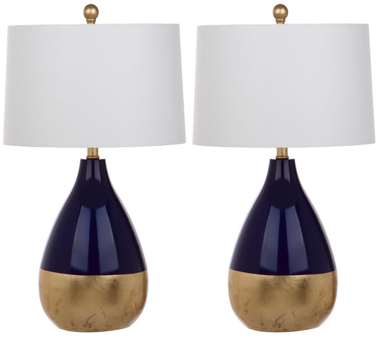 Safavieh Set of 2 Kingship 24" Navy And Goldtone Table Lamps