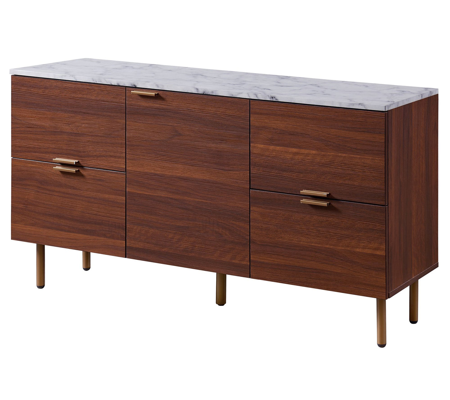 Teamson Home Rectangular Wood Sideboard, Marble/Walnut