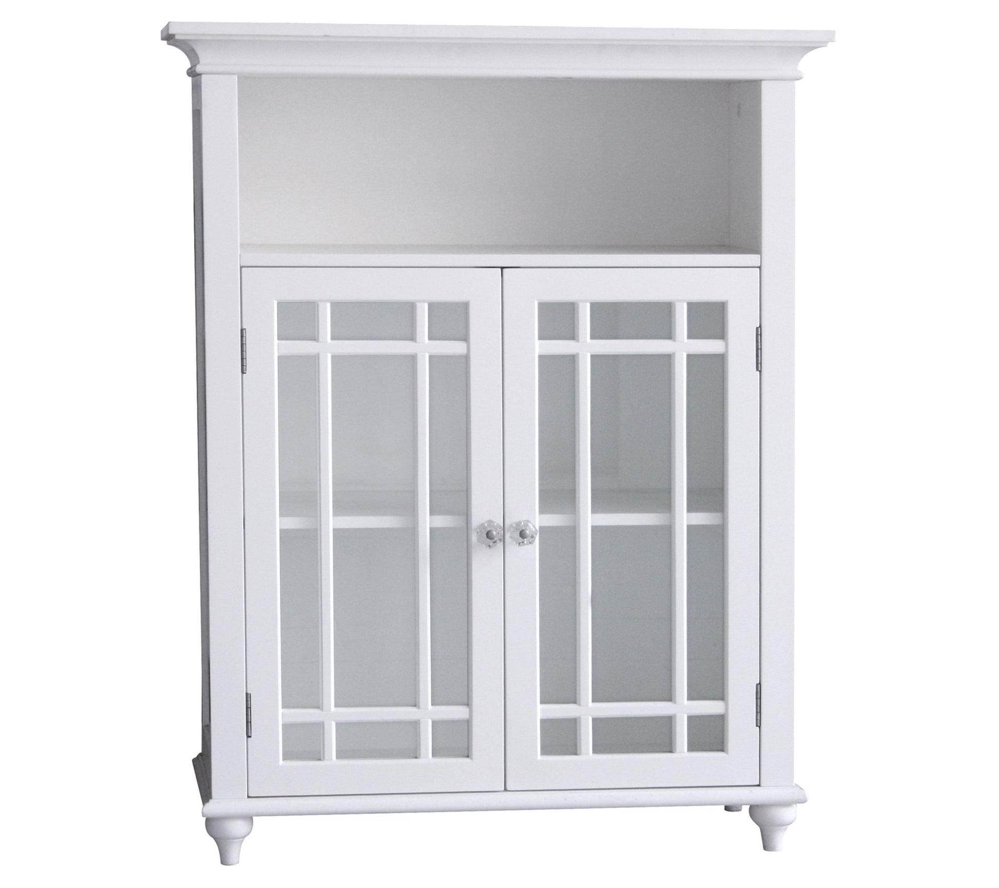 Teamson Home Wooden Floor Cabinet 2 Glass Doors Whit