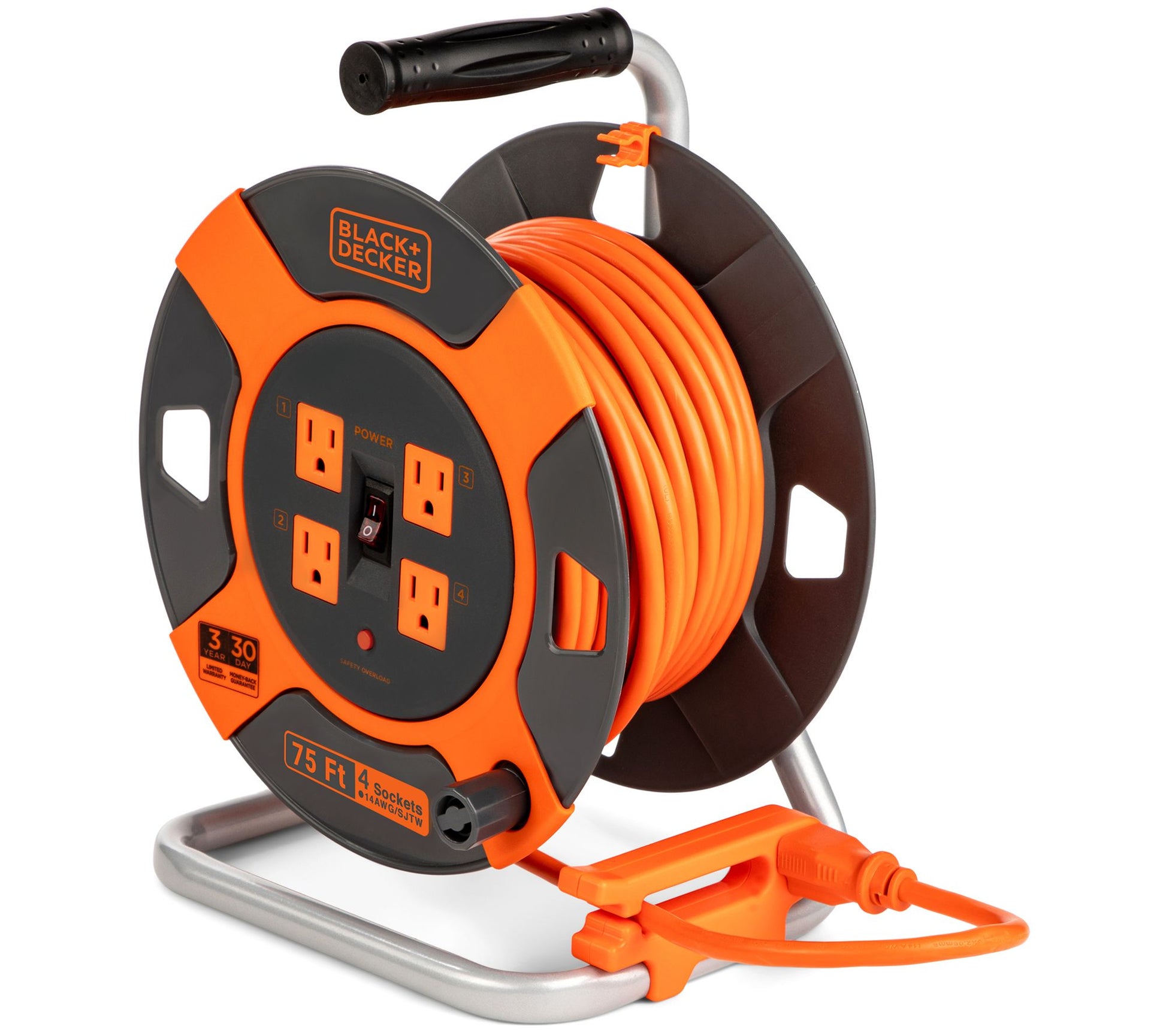 BLACK+DECKER 75' Outdoor Extension Cord Reel w/4 Outlets