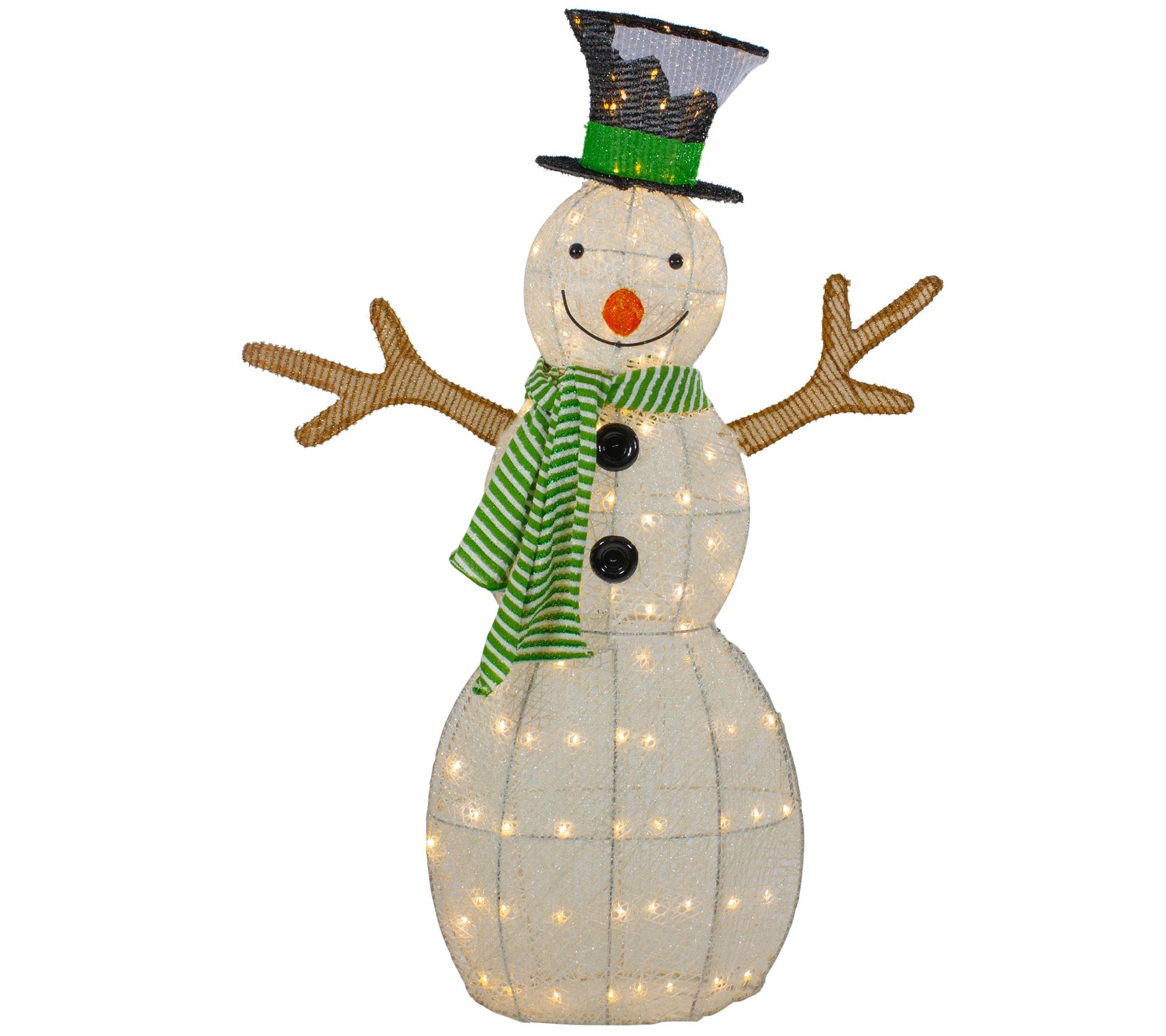 Northlight 43" LED  Snowman w/Top Hat & Green Scarf Decoration