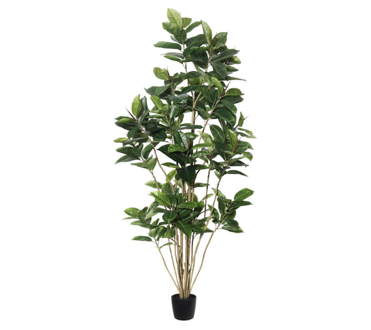 Vickerman 7' Potted Artificial Green Rubber Tree