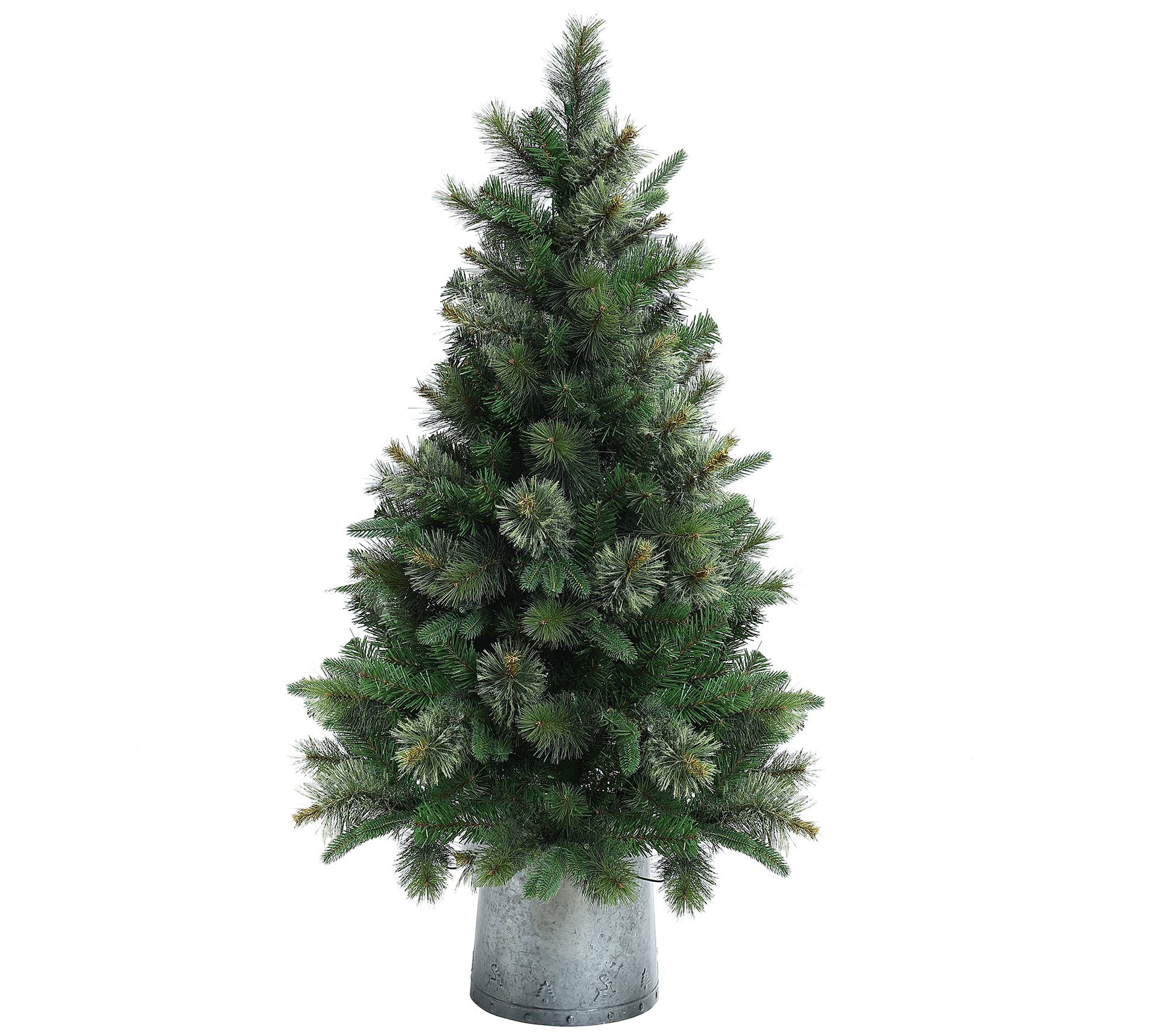 LuxenHome 4' Pre-Lit Artificial Christmas Pine Tree with Pot