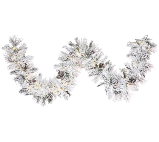 Vickerman 9' x 14" Flocked Atka Artificial Chritmas Garland