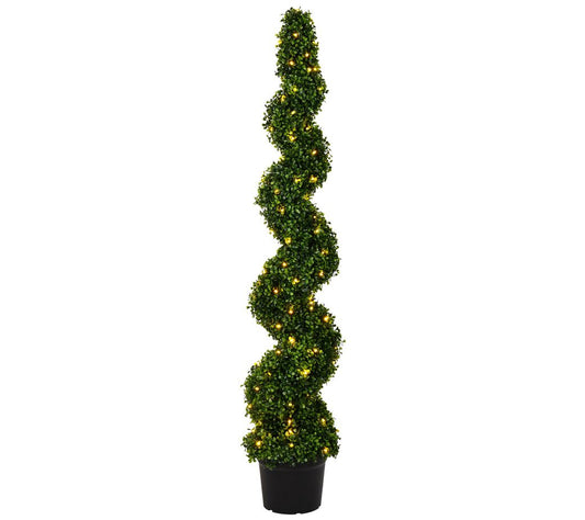 Vickman LED 5' Boxwood Spiral Topiary in Pot 130WW Lights