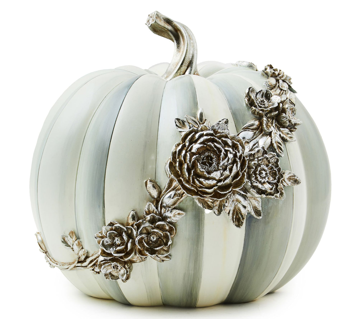 Mackenzie- Childs Medium Sterling Stripe Pumpkin with Garland