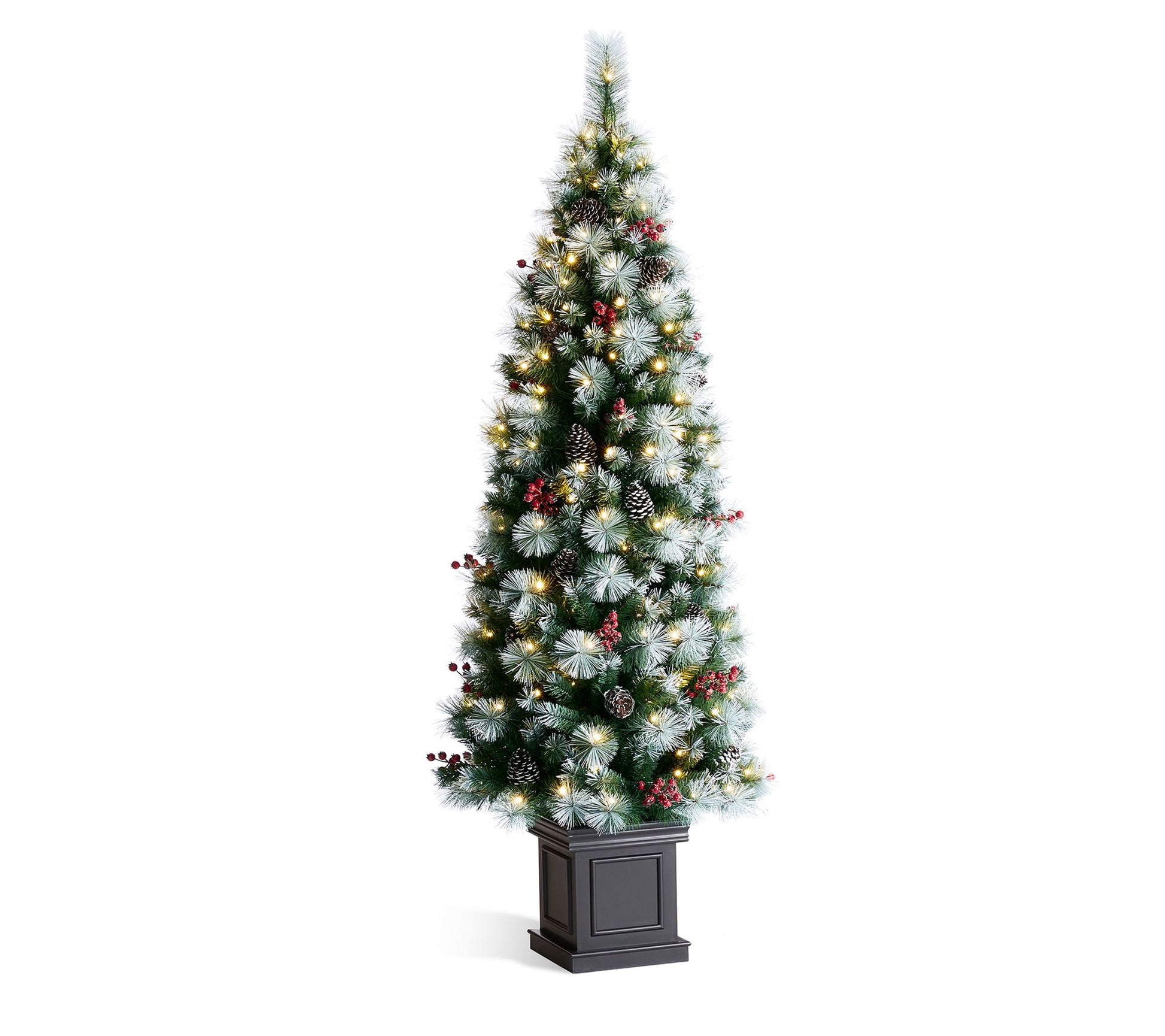 Glitzhome 6' Pre-Lit Green Pine Cones in Urn Christmas Tree