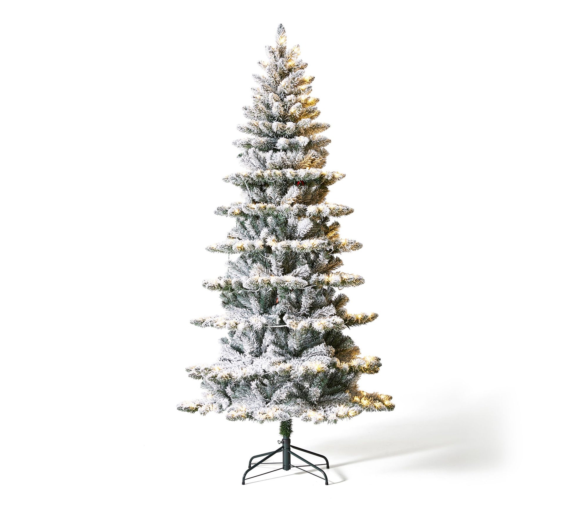 Glitzhome 7.5' Pre-Lit Flocked Spruce Faux Christmas Tree