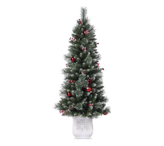 Haute Decor 4.5' Prelit Frosted Ithica Pine Potted Tree