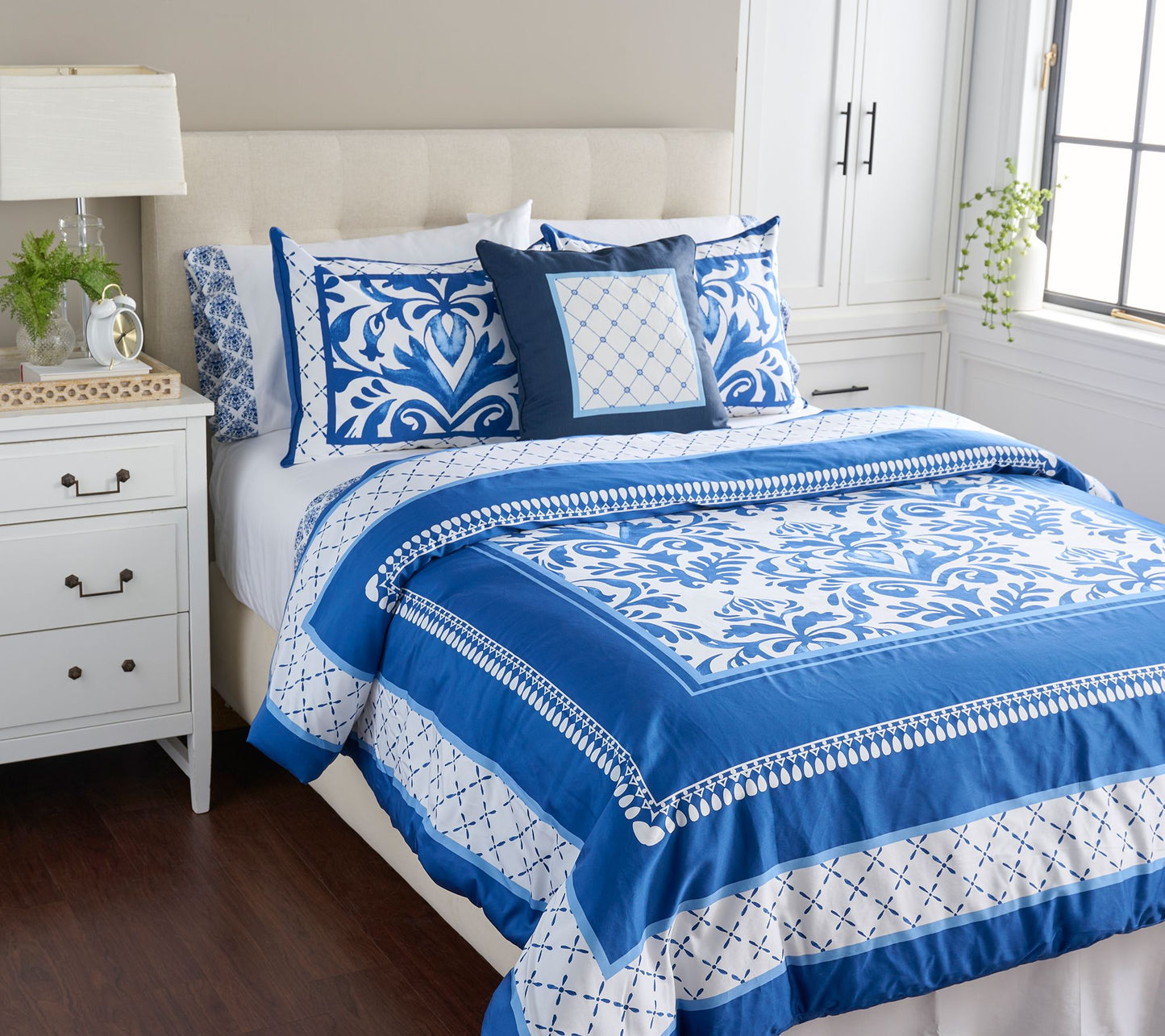 Hotel du Cobb 300TC Cotton Sateen Printed 4pc Comforter Set - Full