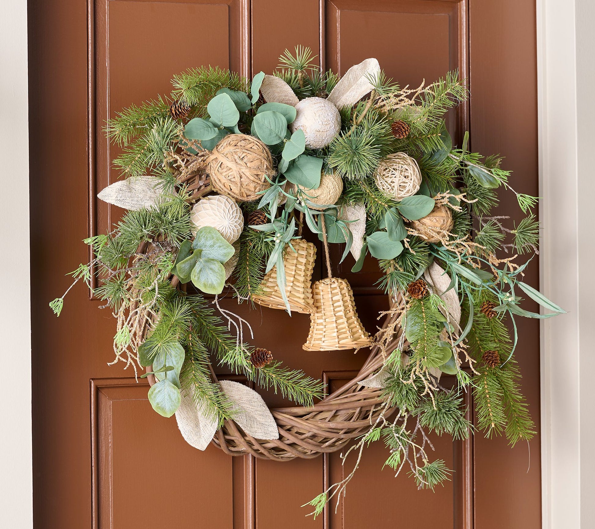 Home Reflections 26" Eucalyptus & Pine Wreath with Bells