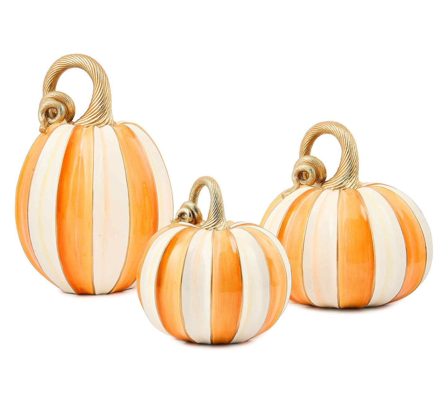 MacKenzie- Childs Set of 3 Elegant Stripe Pumpkins