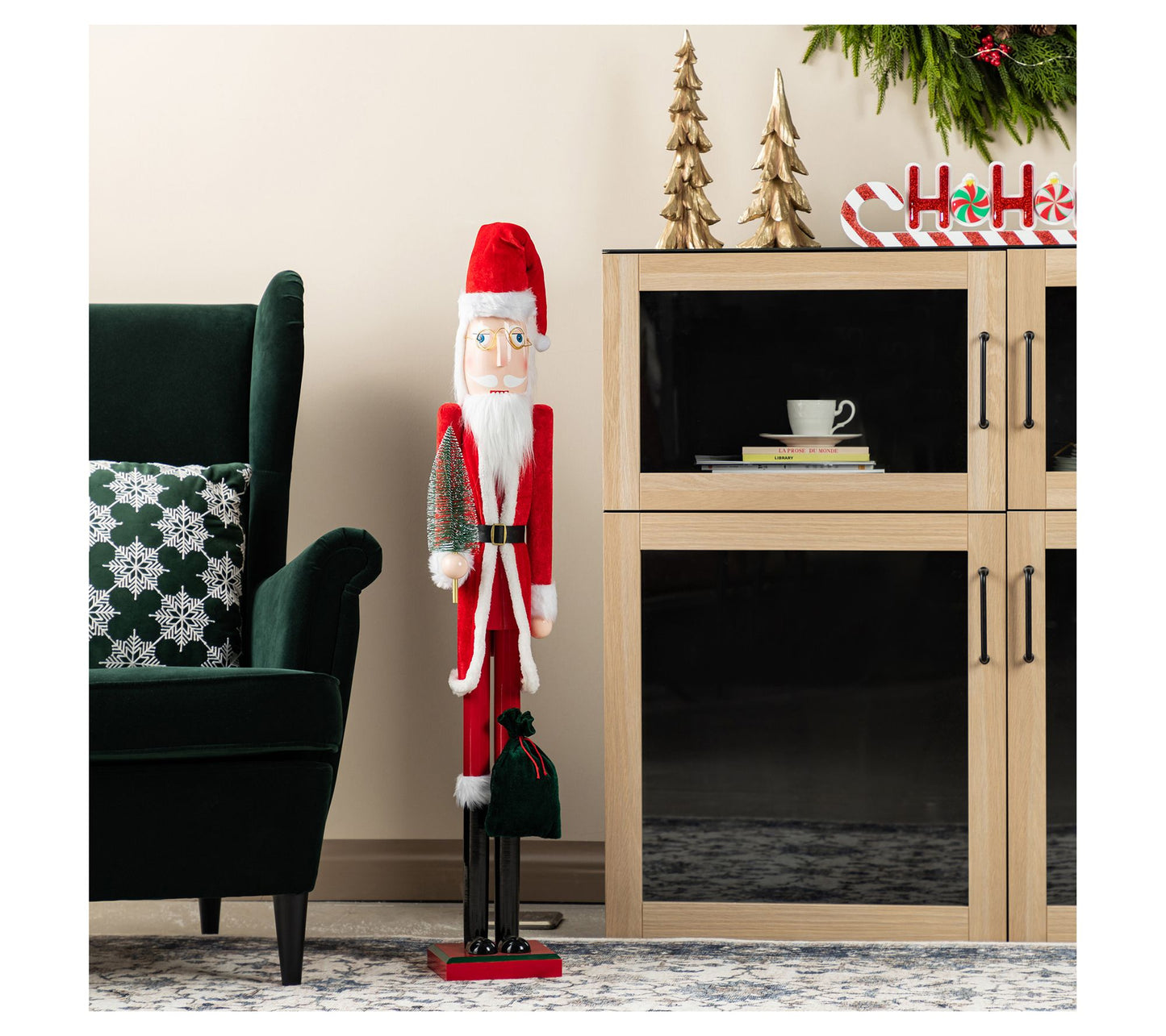 Glitzhome 42"H Wooden Christmas Santa Nutcracker