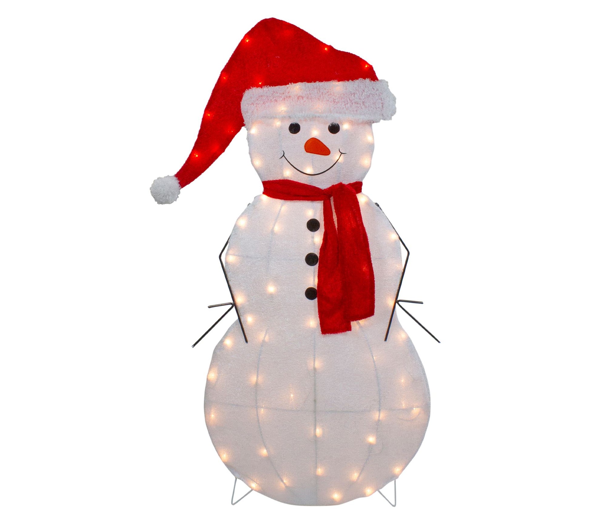 Northlight 42" Prelit 2D Snowman in Santa Hat Christmas Decor