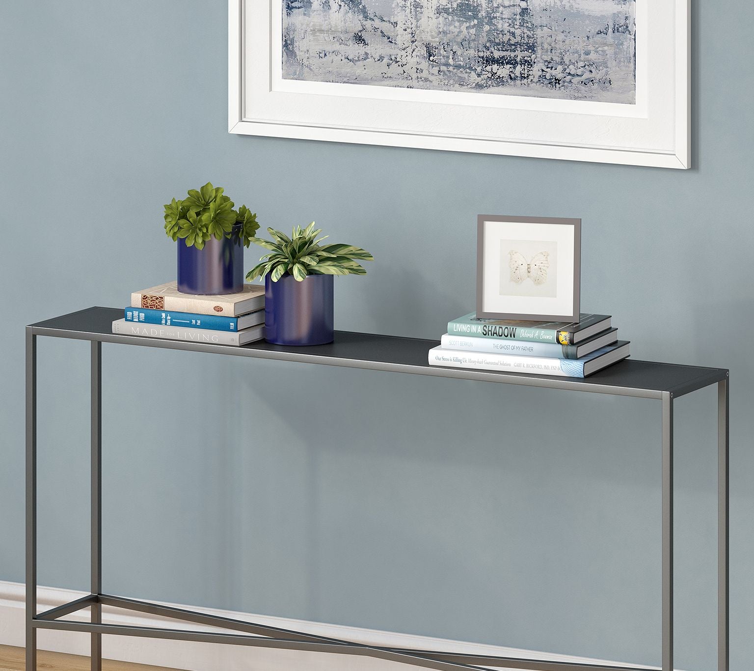 Hudson&Canal Henley Rectangular Console Table with Metal Top
