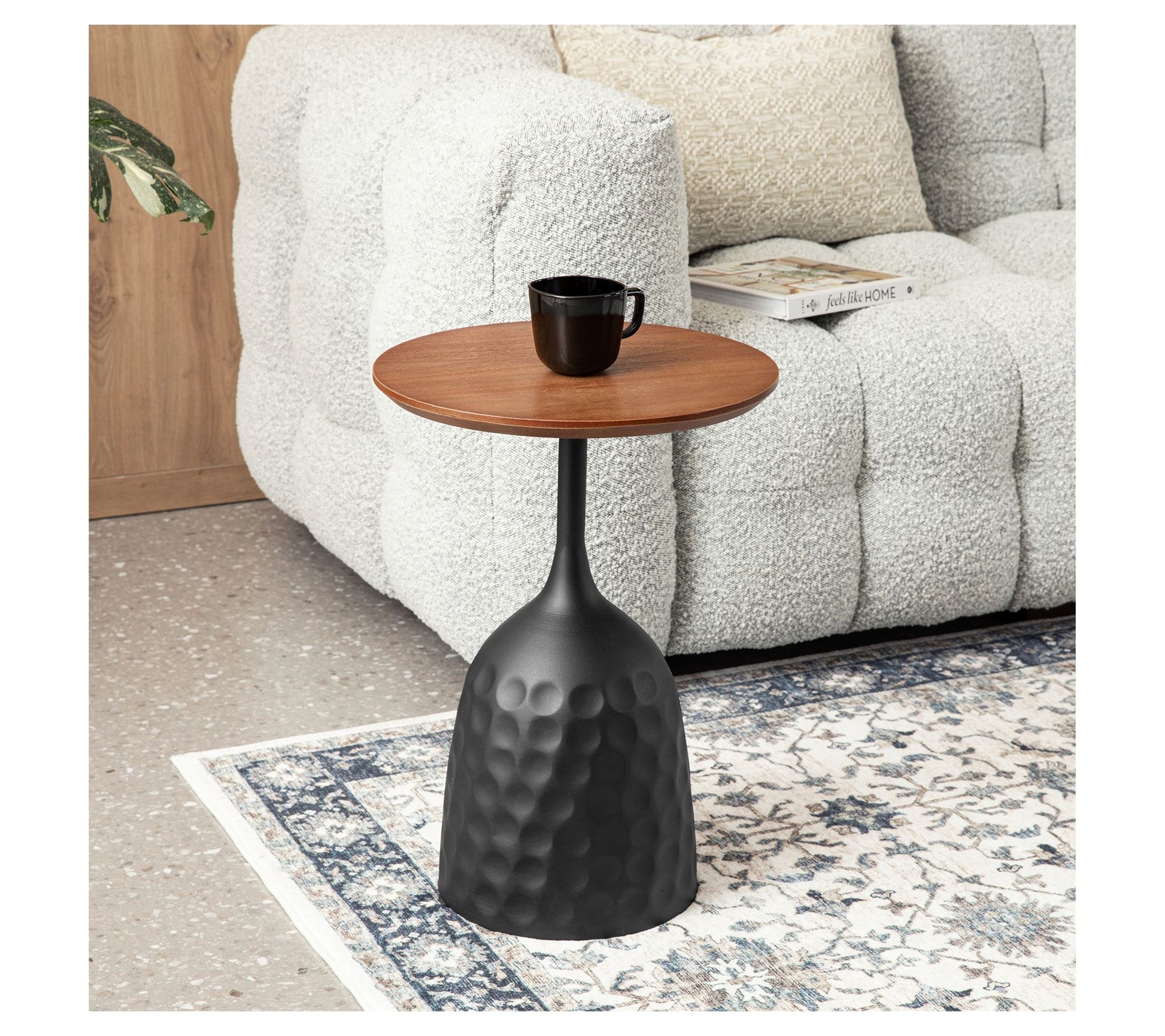 Glitzhome Metal Wine Bottle Shaped Accent TableW/ Wooden Top