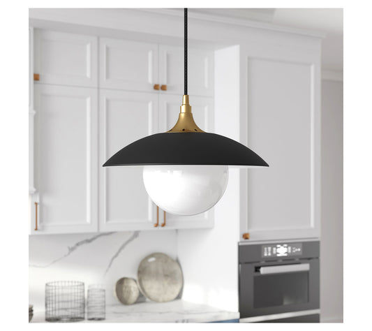 Hudson&Canal Alvia 14.5" Wide Pendant with Metal/Glass Shade