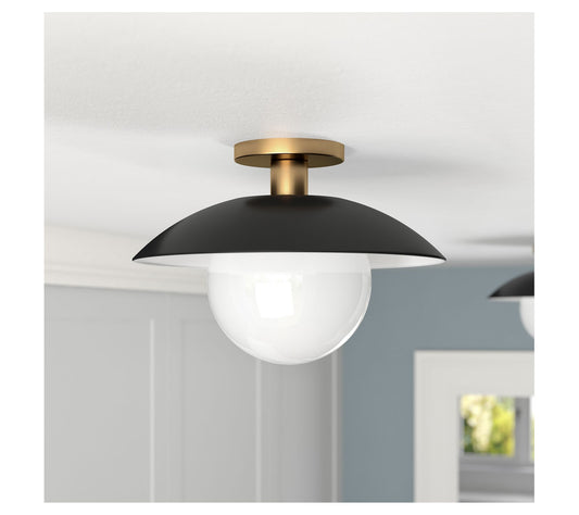 Hudson&Canal Alvia Semi Flush Mount with Metal/Glass Shade