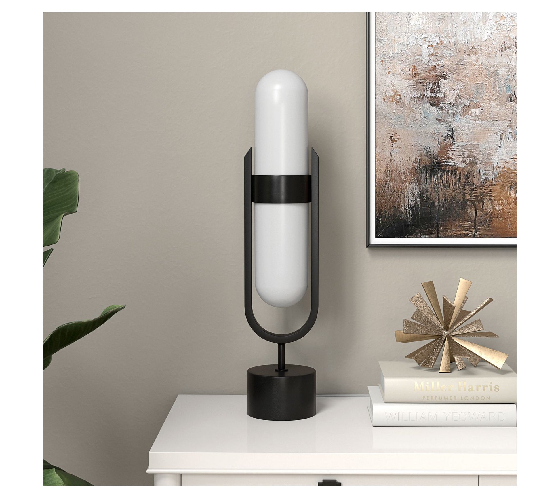 Hudson&Canal Blair Pill-Shaped Table Lamp withGlass Shade