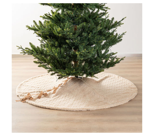 Glitzhome 60"D Deluxe Reversible Faux Fur Christmas Tree Skirt