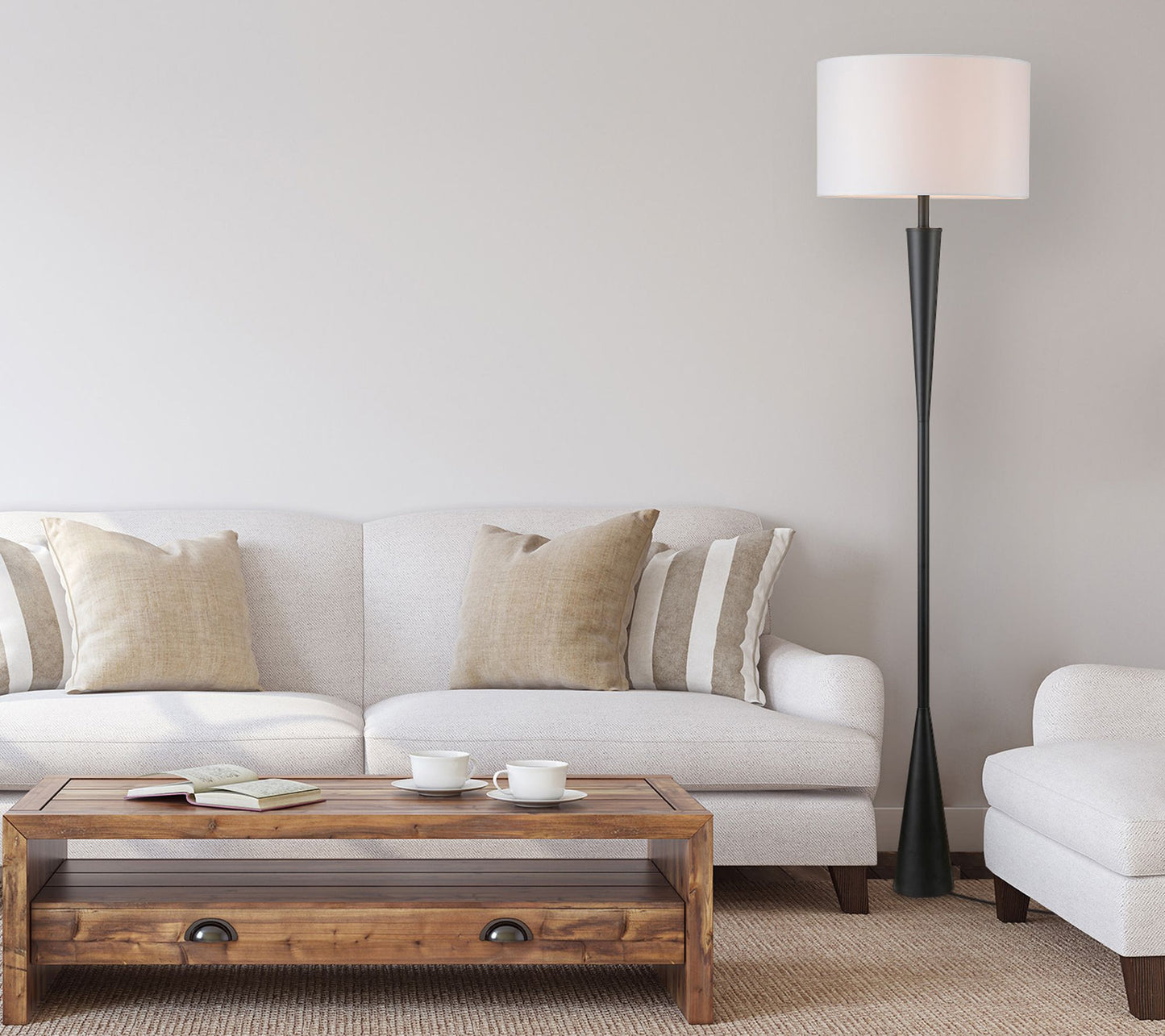 Globe Electric Novogratz 70" Matte Floor Lamp with White Shade