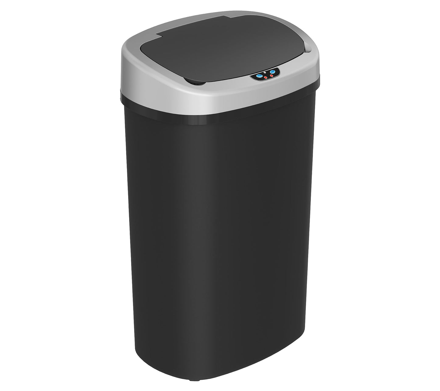 iTouchless 13 Gal Plastic Sensor Trash Can, Oval, Black