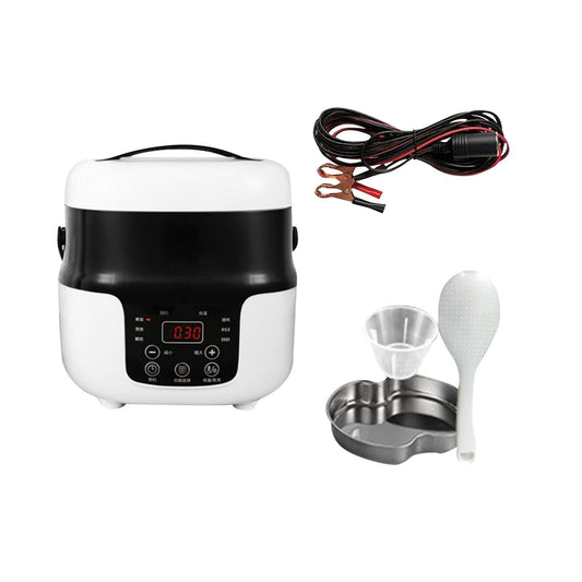 kowaku Vehicle 2L Mini Travel Rice Cooker 12V 24V Rice Cooking Pot 20x20cm Multifunctional for Keeping Warm Leakproof Food Steamer