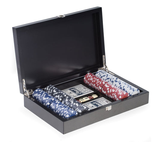 Bey-Berk Deluxe Poker Set in Carbon Fiber Design Case