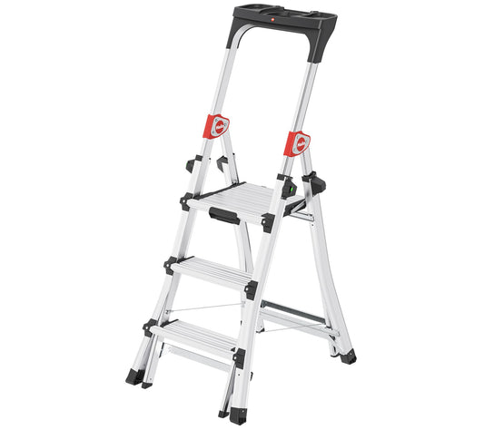 Hailo Adjustable Ladder w/ Safety Bar & XL Platform